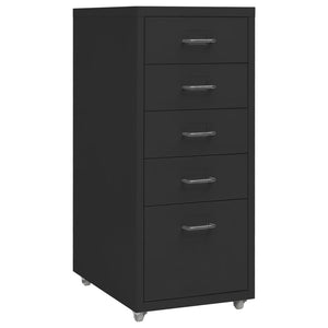 Aktenschrank mit Rollen Schwarz 28x41x69 cm Metall Stilecasa