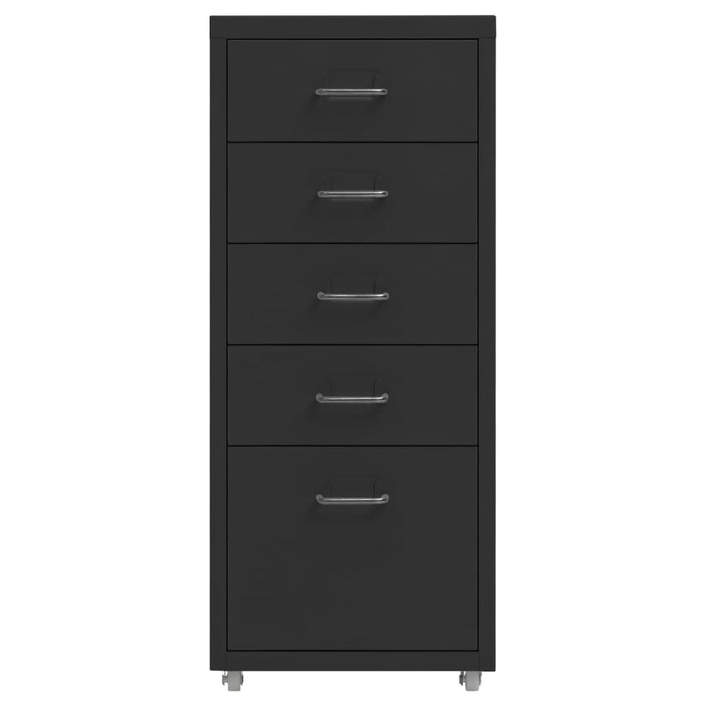 Aktenschrank mit Rollen Schwarz 28x41x69 cm Metall Stilecasa