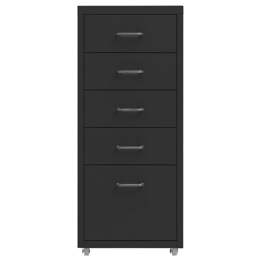 Aktenschrank mit Rollen Schwarz 28x41x69 cm Metall Stilecasa