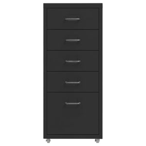 Aktenschrank mit Rollen Schwarz 28x41x69 cm Metall Stilecasa