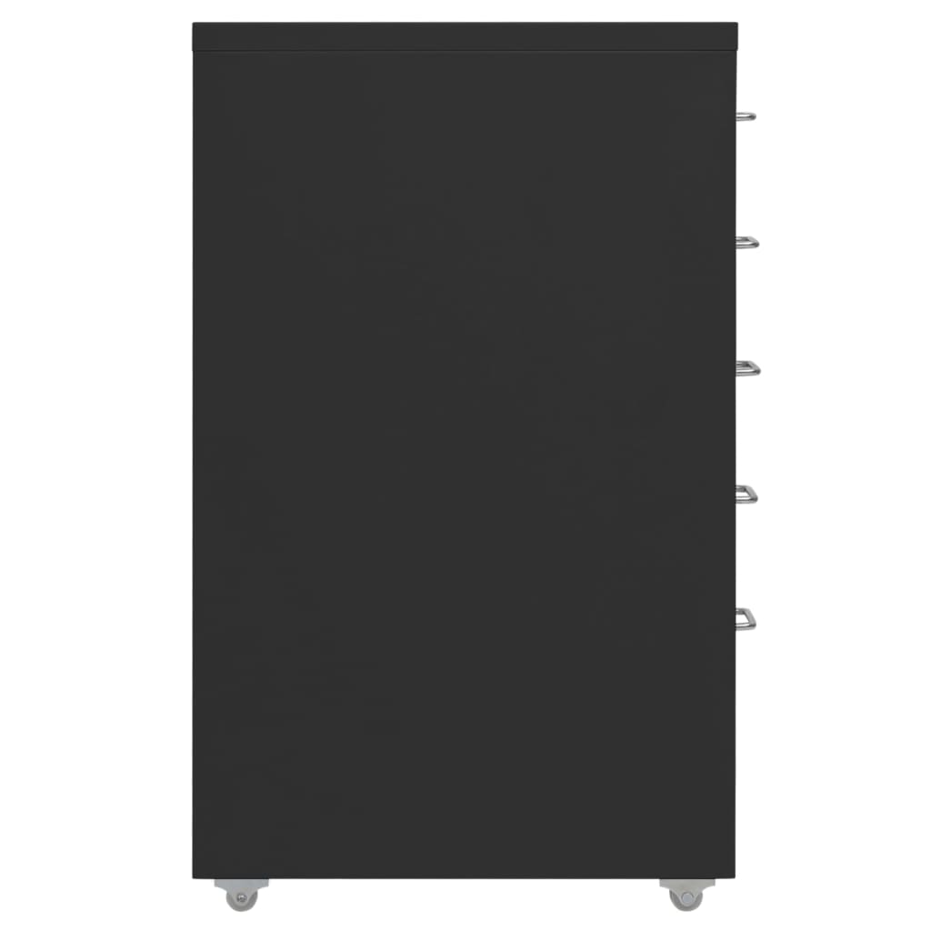 Aktenschrank mit Rollen Schwarz 28x41x69 cm Metall Stilecasa