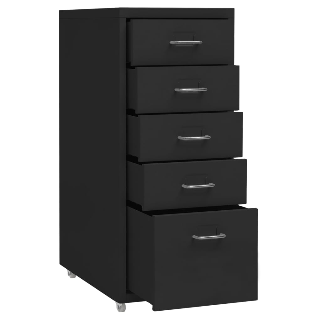 Aktenschrank mit Rollen Schwarz 28x41x69 cm Metall Stilecasa