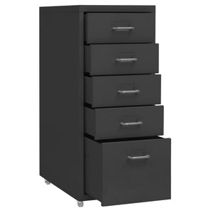 vidaXL Aktenschrank mit Rollen Anthrazit 28x41x69 cm Metall