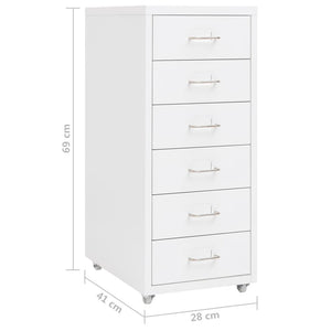 vidaXL Aktenschrank mit Rollen Weiß 28x41x69 cm Metall