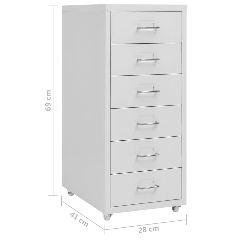 vidaXL Aktenschrank mit Rollen Grau 28x41x69 cm Metall