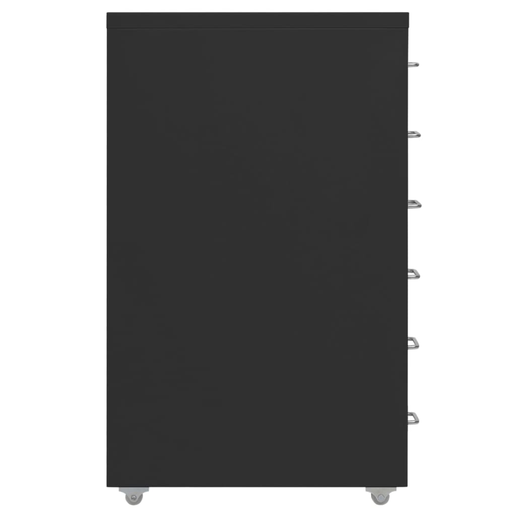 vidaXL Aktenschrank mit Rollen Schwarz 28x41x69 cm Metall