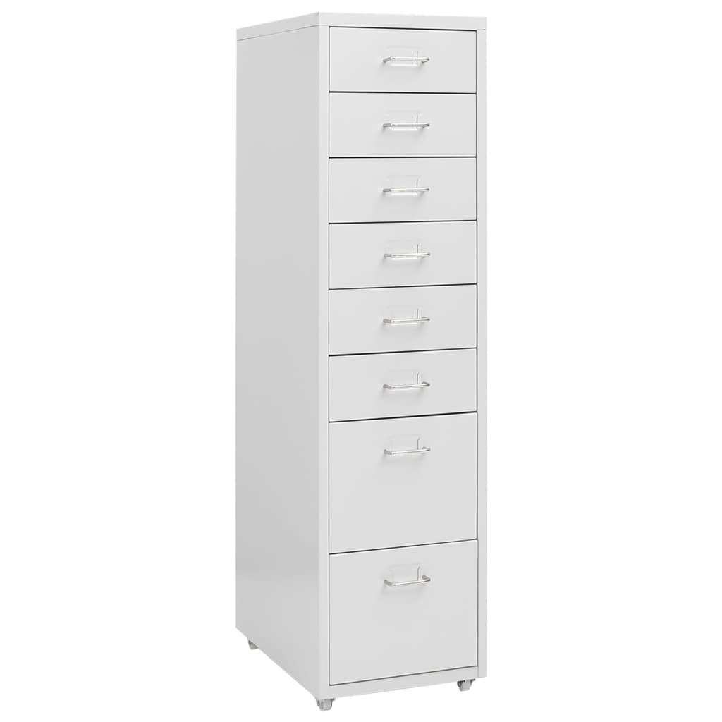 vidaXL Aktenschrank mit Rollen Grau 28x41x109 cm Metall