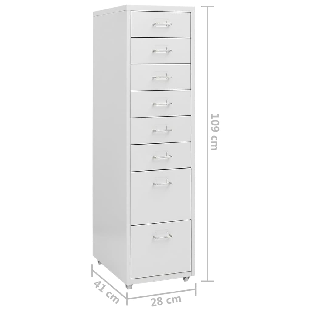 vidaXL Aktenschrank mit Rollen Grau 28x41x109 cm Metall