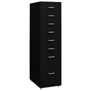 vidaXL Aktenschrank mit Rollen Schwarz 28x41x109 cm Metall