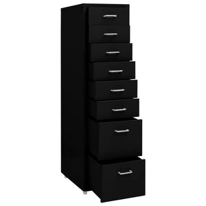 vidaXL Aktenschrank mit Rollen Schwarz 28x41x109 cm Metall