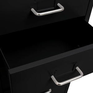 vidaXL Aktenschrank mit Rollen Schwarz 28x41x109 cm Metall