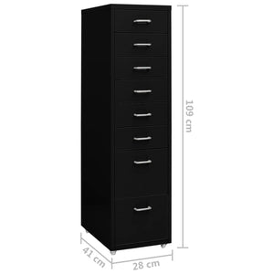 vidaXL Aktenschrank mit Rollen Schwarz 28x41x109 cm Metall