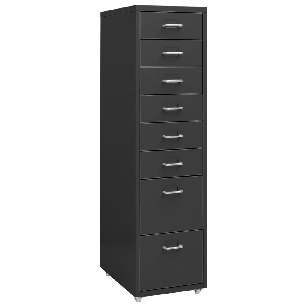 Aktenschrank mit Rollen Anthrazit 28x41x109 cm Metall VIDAXL