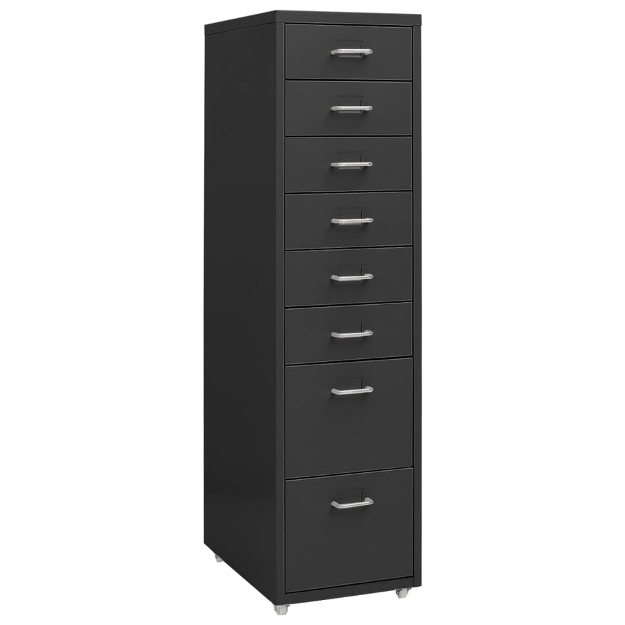 Aktenschrank mit Rollen Anthrazit 28x41x109 cm Metall VIDAXL