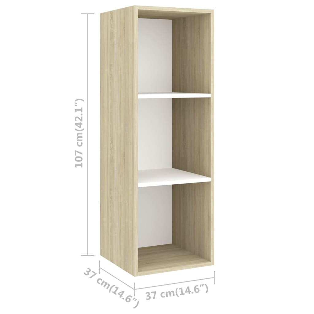 vidaXL 3-tlg. TV-Schrank-Set Weiß Sonoma-Eiche Holzwerkstoff