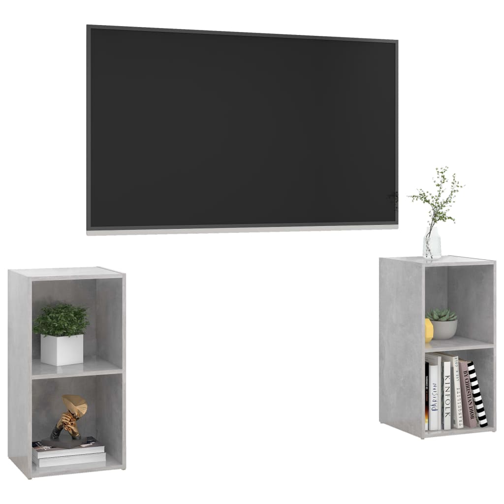 vidaXL TV-Schränke 2 Stk. Betongrau 72x35x36,5 cm Holzwerkstoff