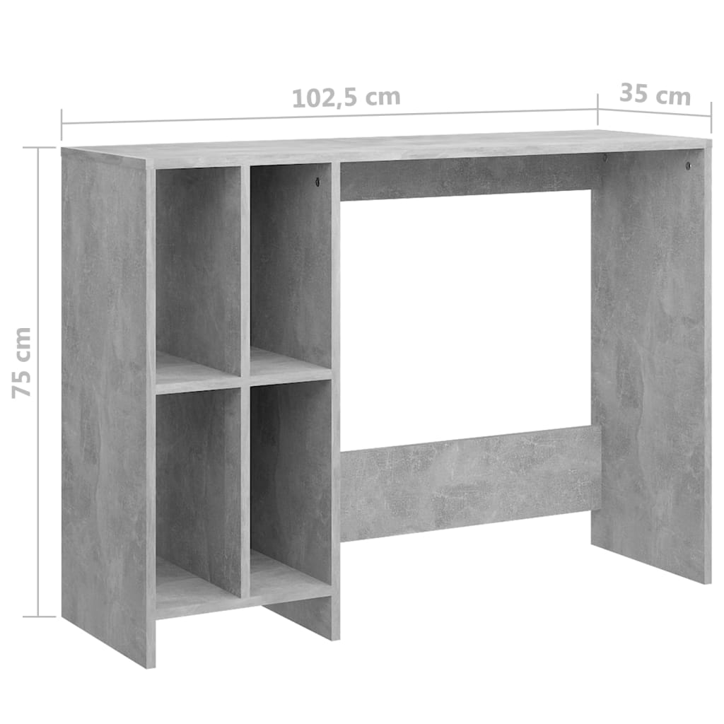 Computertisch Betongrau 102,5x35x75 cm Holzwerkstoff Stilecasa