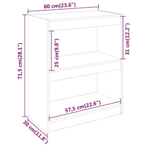 vidaXL Bücherregal/Raumteiler Honigbraun 60x30x71,5 cm Kiefernholz