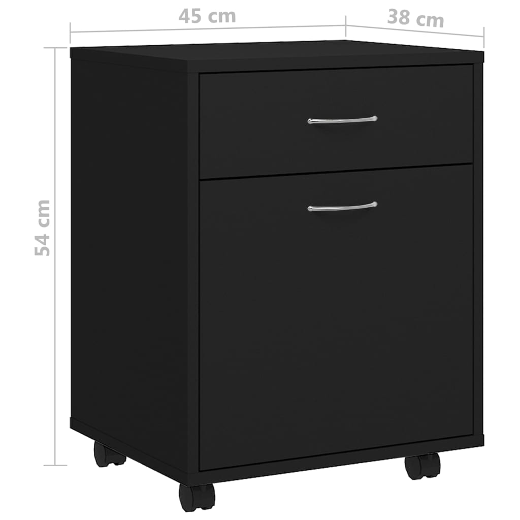 vidaXL Rollschrank Schwarz 45x38x54 cm Holzwerkstoff