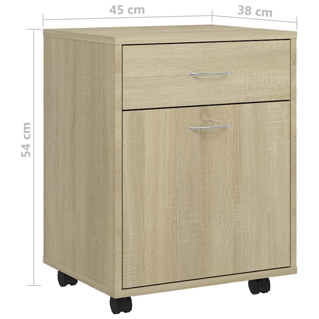 vidaXL Rollschrank Sonoma-Eiche 45x38x54 cm Holzwerkstoff