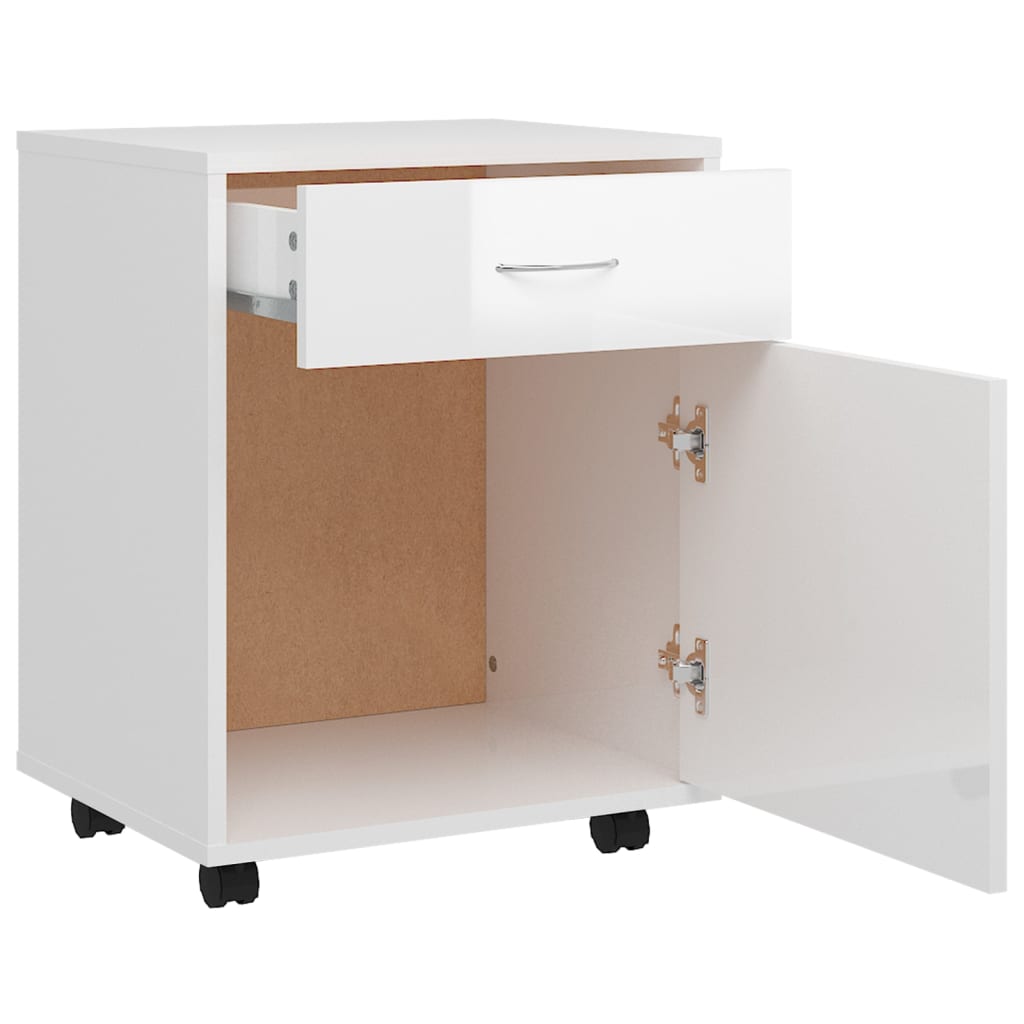 vidaXL Rollschrank Hochglanz-Weiß 45x38x54 cm Holzwerkstoff