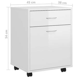 vidaXL Rollschrank Hochglanz-Weiß 45x38x54 cm Holzwerkstoff