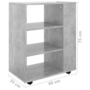 vidaXL Rollschrank Betongrau 60x35x75 cm Holzwerkstoff