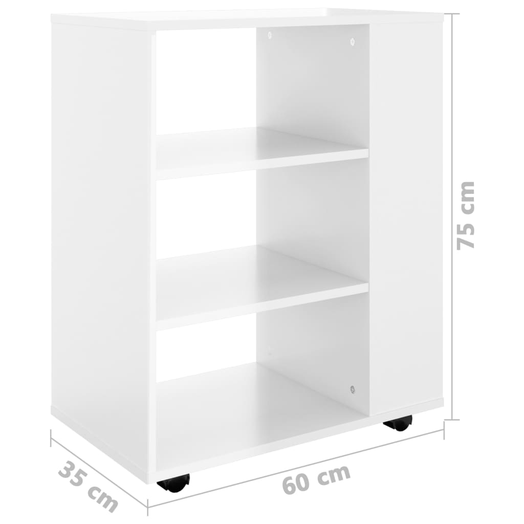 vidaXL Rollschrank Hochglanz-Weiß 60x35x75 cm Holzwerkstoff