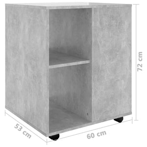 vidaXL Rollschrank Betongrau 60x53x72 cm Holzwerkstoff