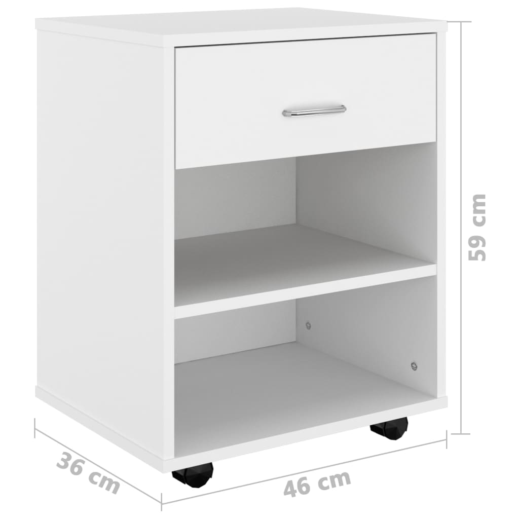 vidaXL Rollschrank Weiß 46x36x59 cm Holzwerkstoff