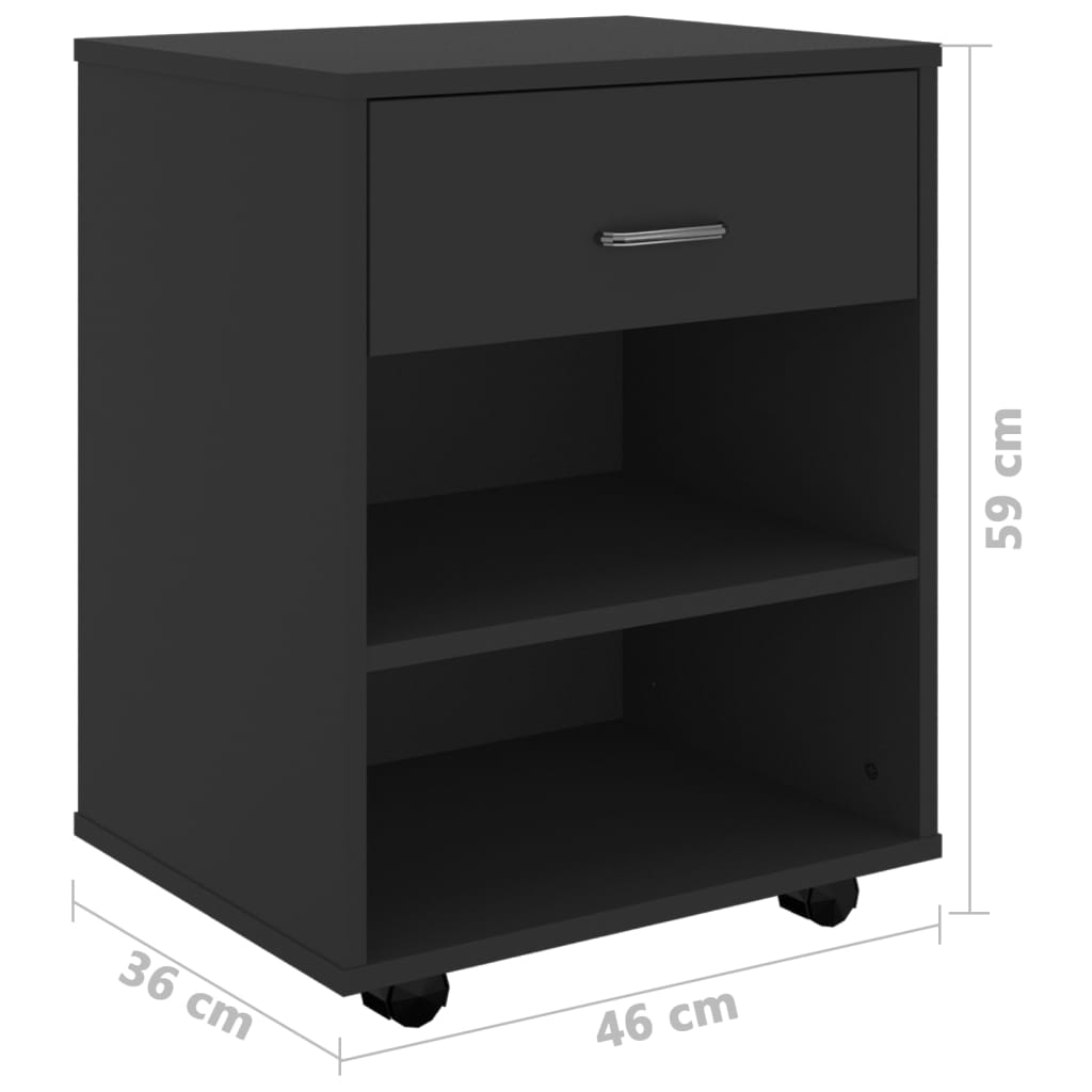 vidaXL Rollschrank Schwarz 46x36x59 cm Holzwerkstoff