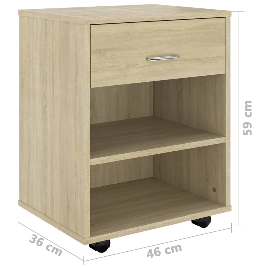 Rollschrank Sonoma-Eiche 46x36x59 cm Holzwerkstoff Stilecasa