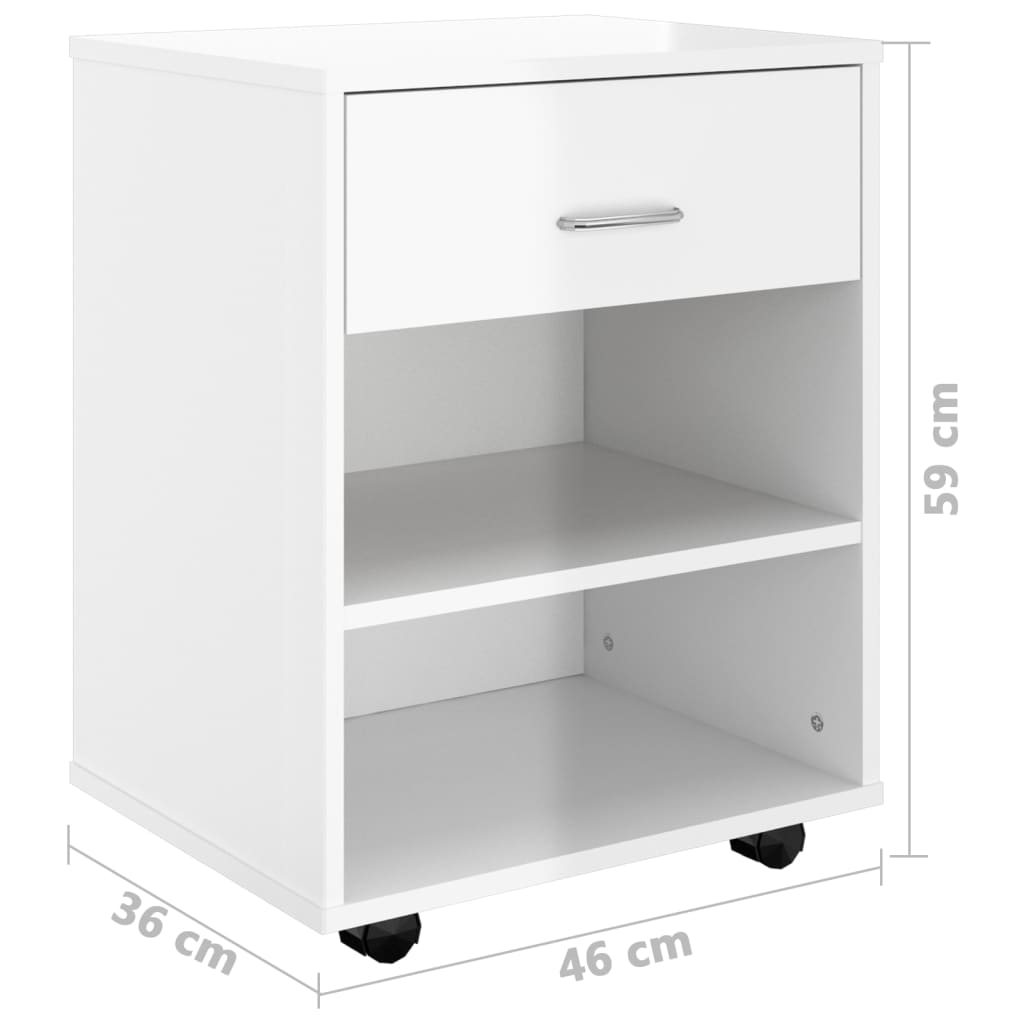 vidaXL Rollschrank Hochglanz-Weiß 46x36x59 cm Holzwerkstoff