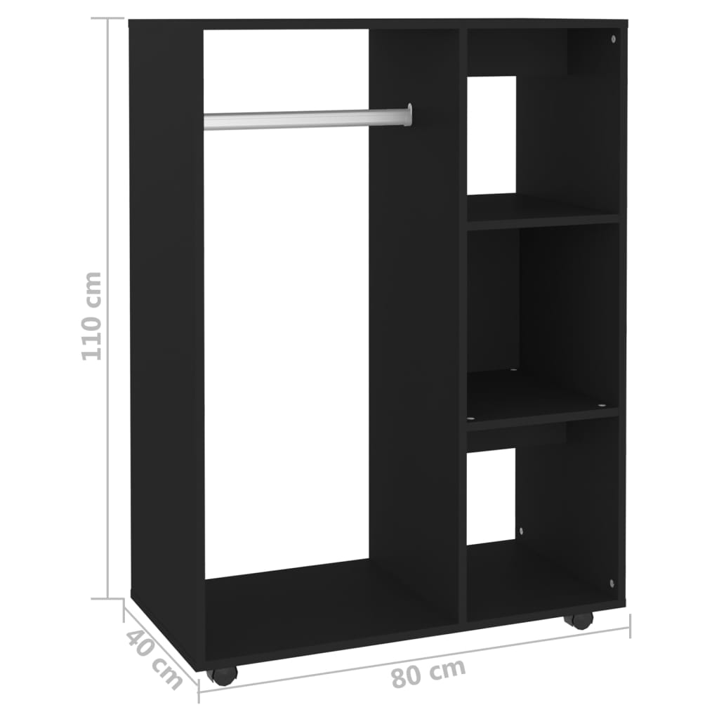 Kleiderschrank Schwarz 80x40x110 cm Holzwerkstoff Stilecasa