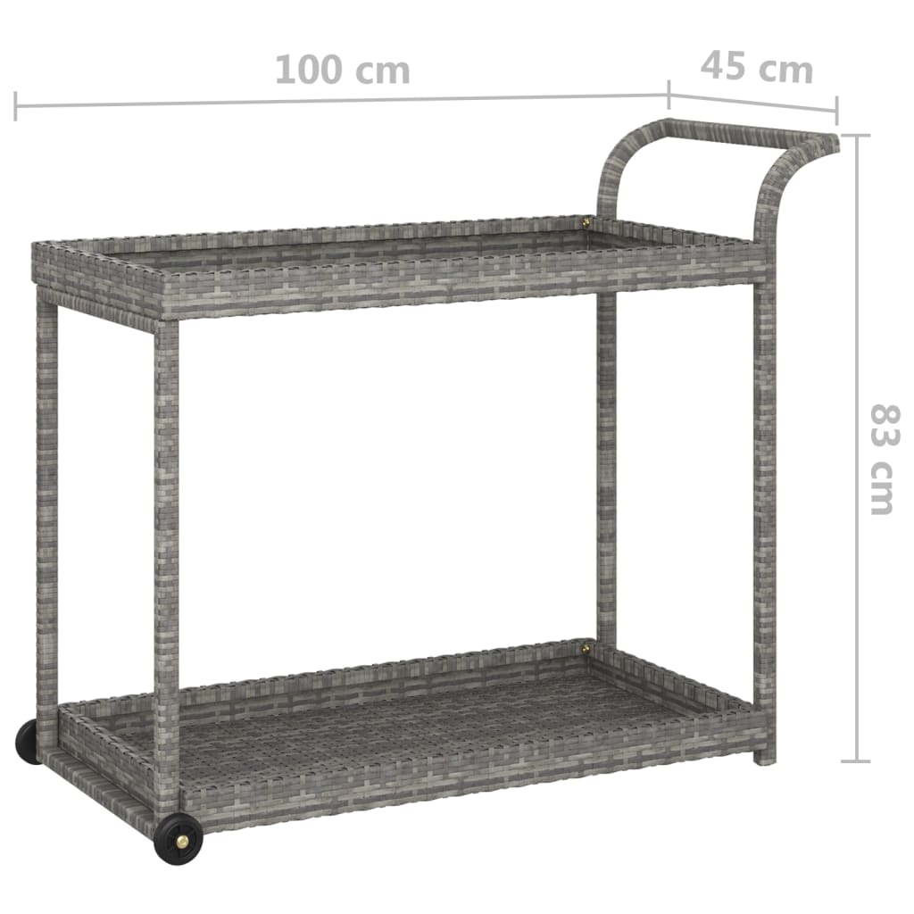 Barwagen Grau 100x45x83 cm Poly Rattan