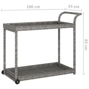 Barwagen Grau 100x45x83 cm Poly Rattan