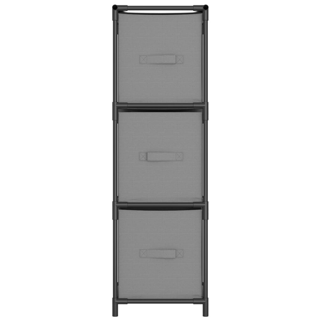 vidaXL Lagerschrank mit 3 Stoff-Schubladen Grau 34x34x101 cm Stahl