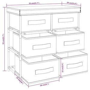 vidaXL Lagerschrank mit 6 Schubladen 55×29×55 cm Creme Stahl