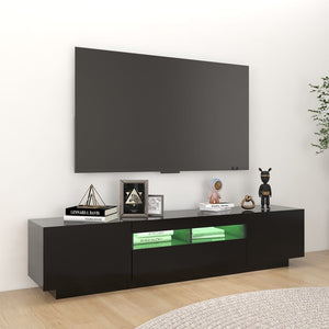 vidaXL TV-Schrank mit LED-Leuchten Schwarz 180x35x40 cm