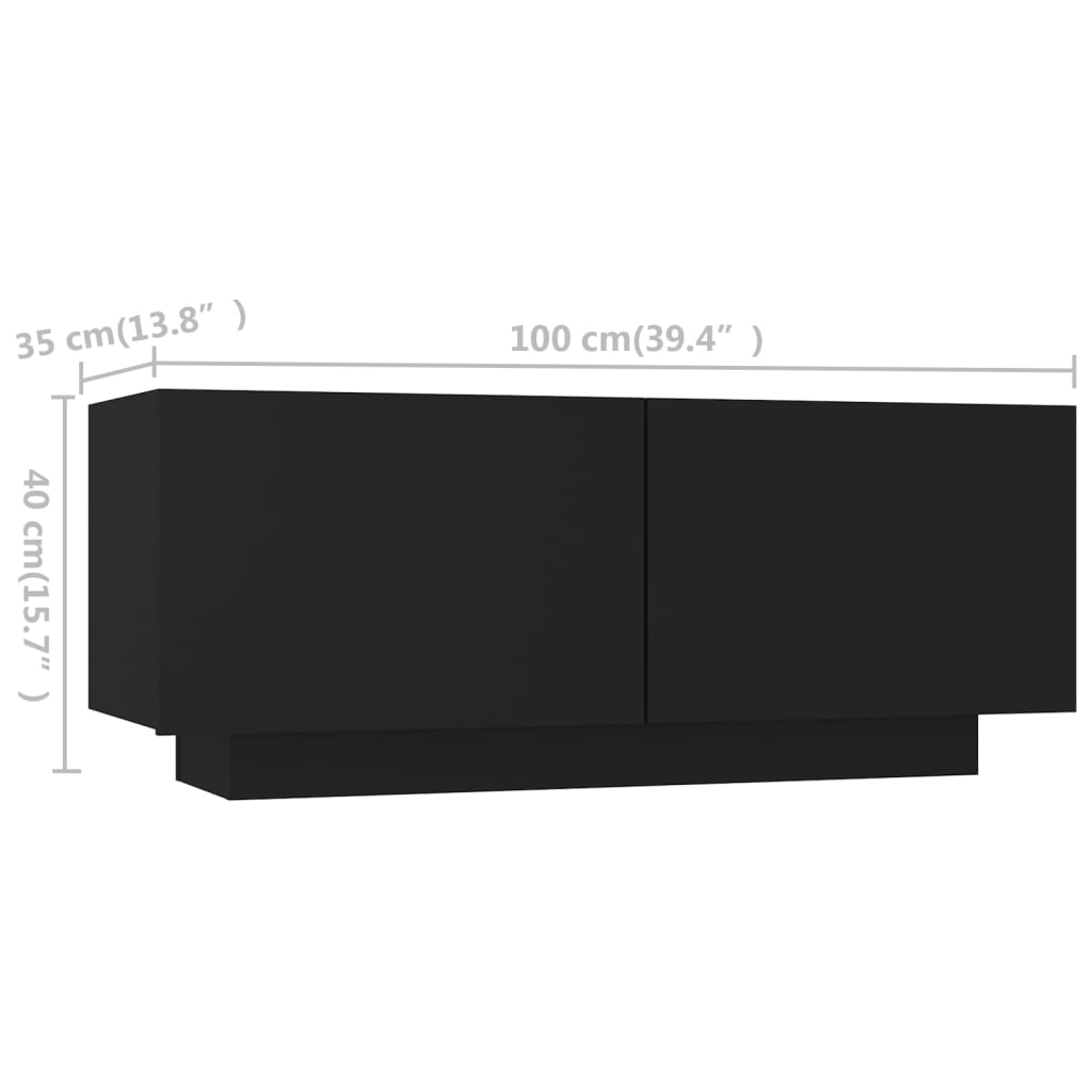 vidaXL TV-Schrank mit LED-Leuchten Schwarz 180x35x40 cm