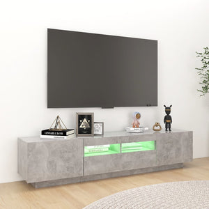 TV-Schrank mit LED-Leuchten Betongrau 180x35x40 cm