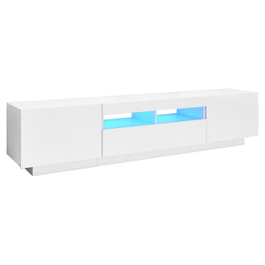 vidaXL TV-Schrank mit LED-Leuchten Hochglanz-Weiß 180x35x40 cm