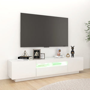 vidaXL TV-Schrank mit LED-Leuchten Hochglanz-Weiß 180x35x40 cm