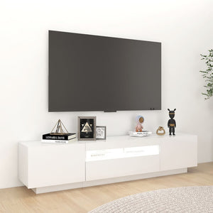 vidaXL TV-Schrank mit LED-Leuchten Hochglanz-Weiß 180x35x40 cm