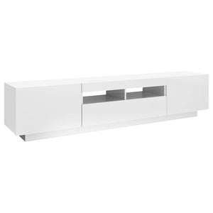 vidaXL TV-Schrank mit LED-Leuchten Hochglanz-Weiß 180x35x40 cm