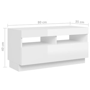 vidaXL TV-Schrank mit LED-Leuchten Hochglanz-Weiß 180x35x40 cm