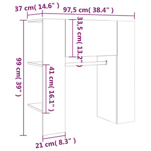 vidaXL Flurschrank Betongrau 97,5x37x99 cm Holzwerkstoff