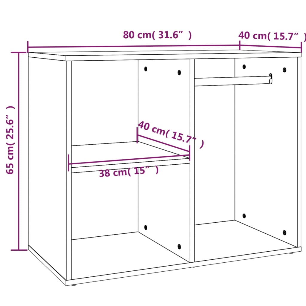 Regal für Schminktisch Weiß 80x40x65 cm Holzwerkstoff Stilecasa