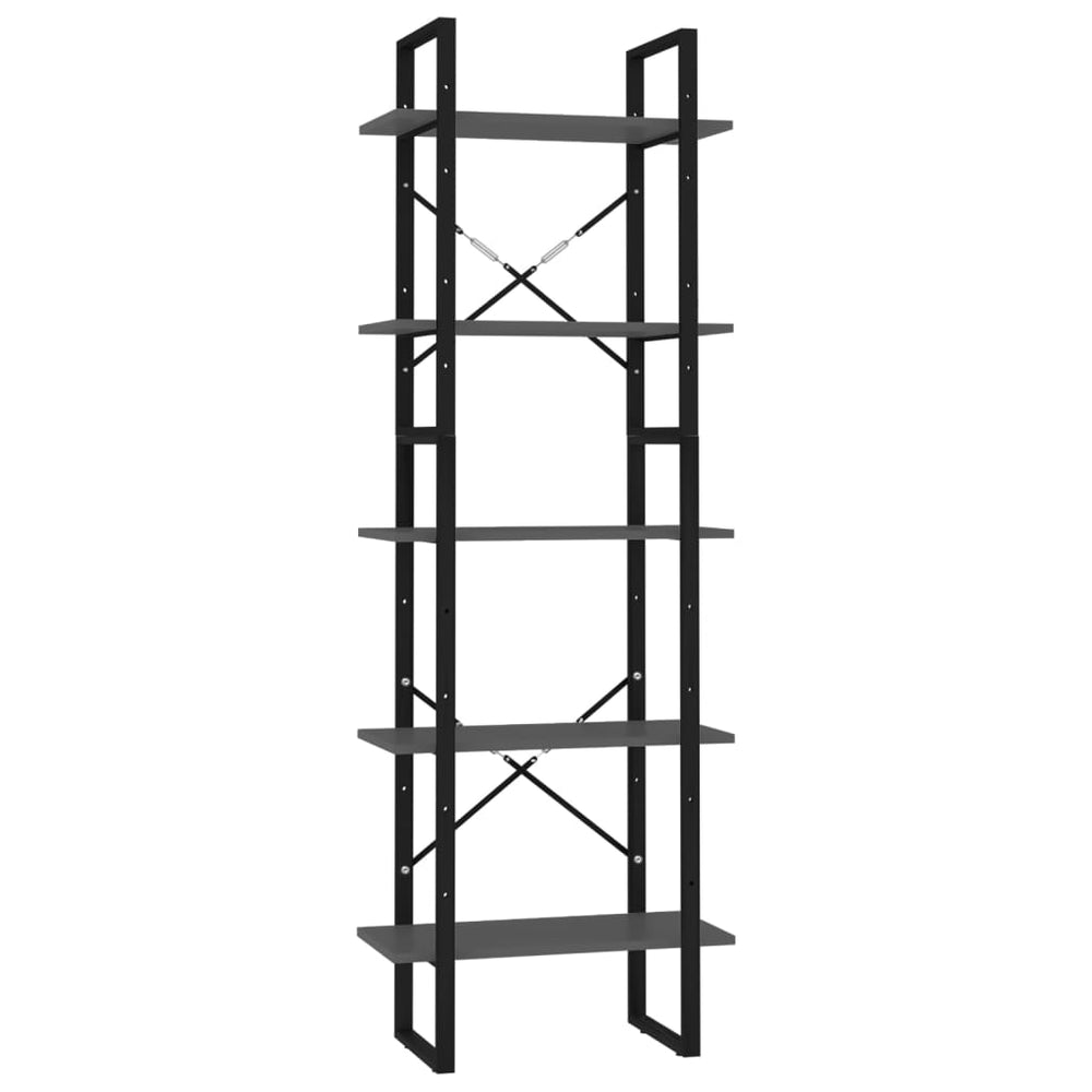 Bücherregal 5 Fächer Grau 60x30x175 cm Holzwerkstoff Stilecasa