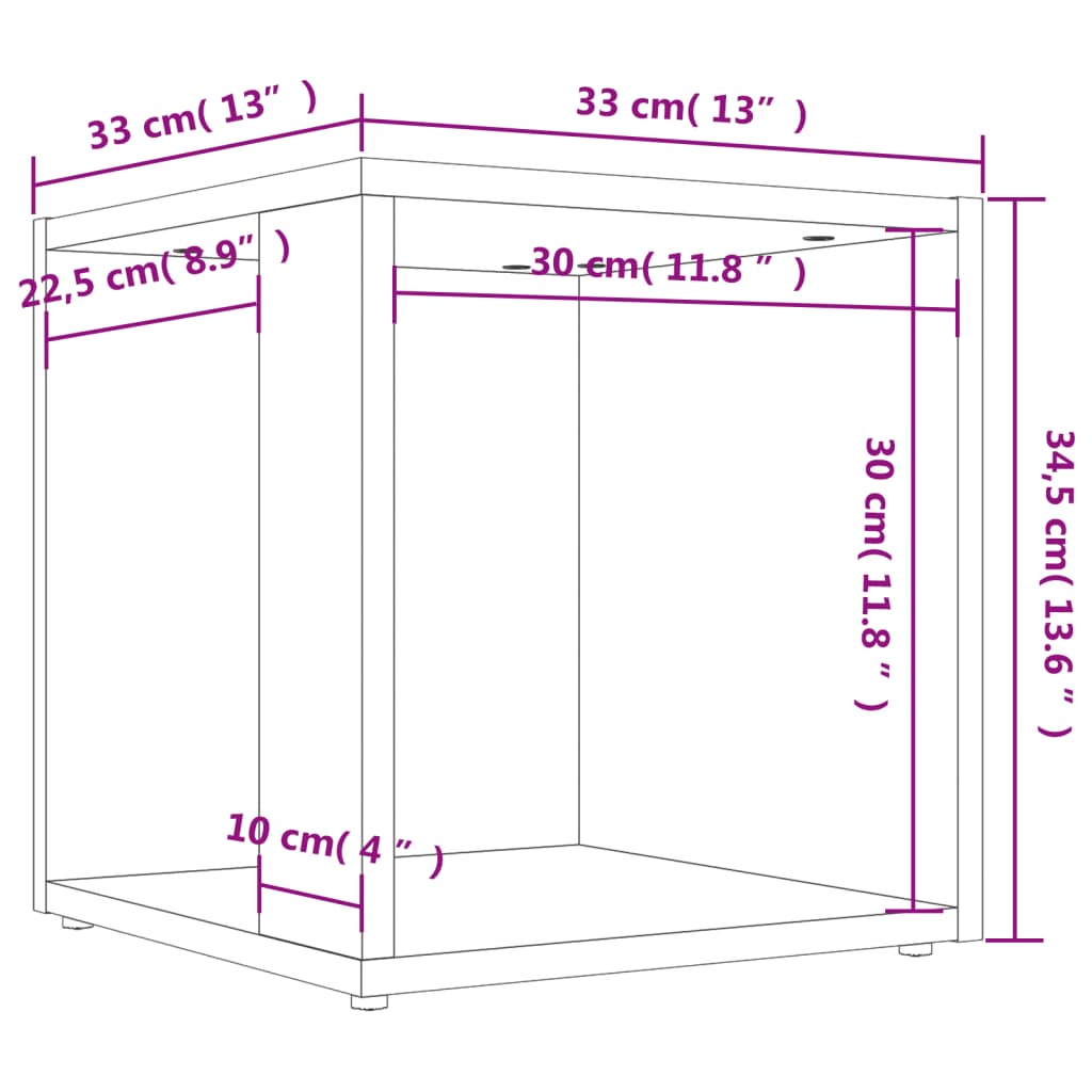 vidaXL Beistelltisch Sonoma-Eiche 33x33x34,5 cm Holzwerkstoff